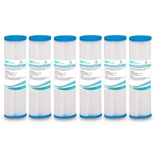 6 X Aquahouse 254 Cm Plis Lavable Cartouche De Filtre à Eau Pour Sédiments De Filtration Biodiesel Eau De Pluie 10 Micron