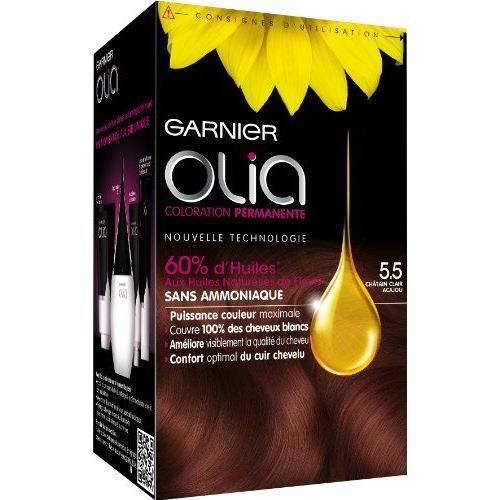 Coloration Permanente 5.5 Châtain Acajou Sans Ammoniaque Activée Par 'huile Olia Garnier La Boîte De Coloration - vue 2