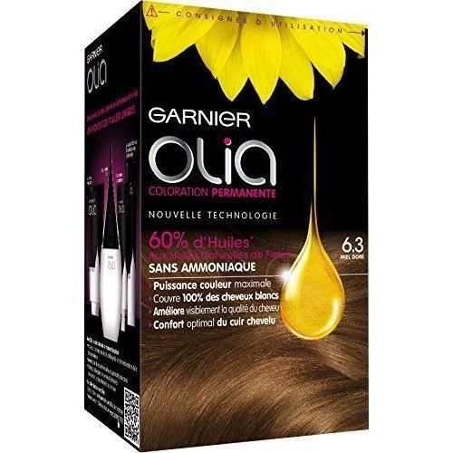 Coloration Permanente Sans Amoniaque 6.3 Miel Doré Activée Par 'huile Olia Garnier La Boîte