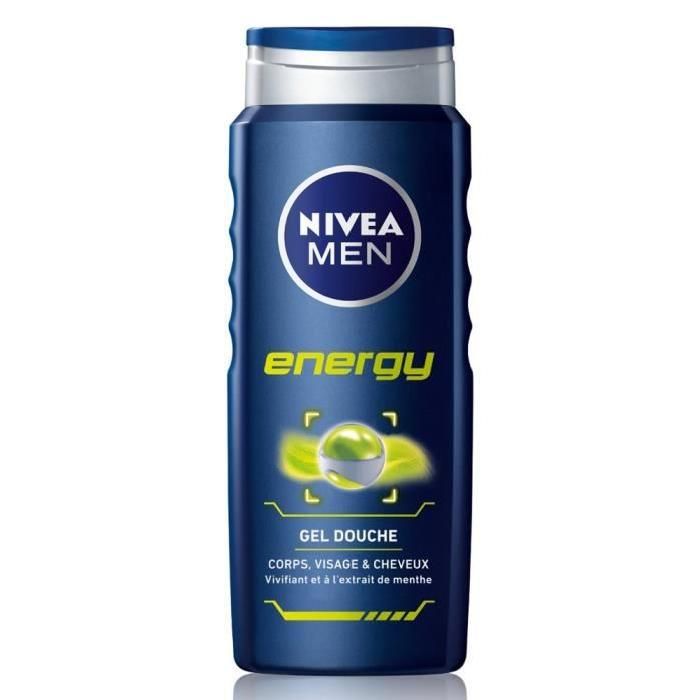 Gel Douche Homme Energy Corps&cheveux 3en1 Nivea Men Le Flacon De 500ml