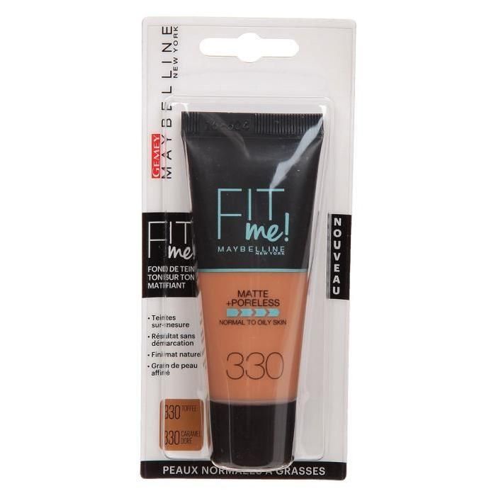 Maybelline Fond De Teint Fit Me Matte Et Poreless 330 Cramel Doré
