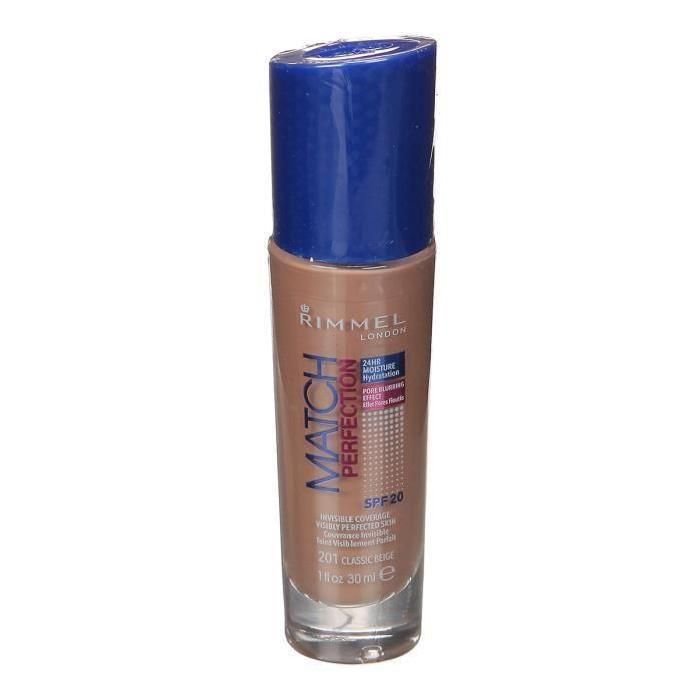 Fond De Teint Liquide Hydratant Teinte Classic 201 Match Perfection Rimmel Le Flacon De 30ml