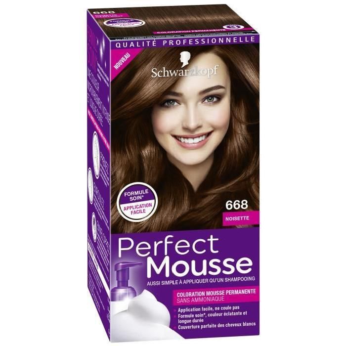 Coloration Permanente 668 Noisette Sans Amoniaque Perfect Mousse Perfect Mousse La Boite De Coloration - vue 2