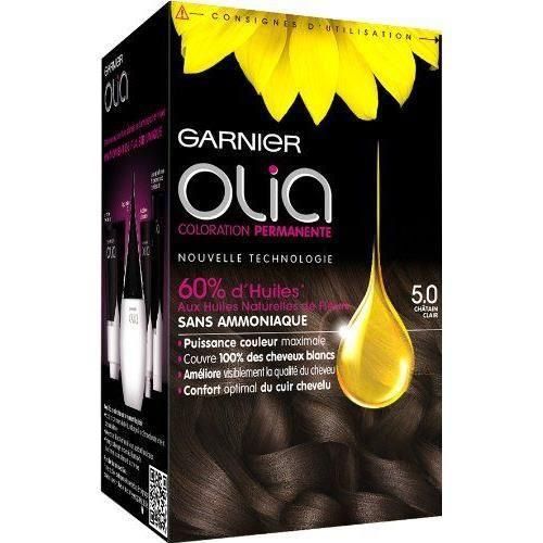 Coloration Permanente 5.0 Châtain Fondant Sans Ammoniaque Activée Par 'huile Olia Garnier La Boîte De Coloration - vue 2