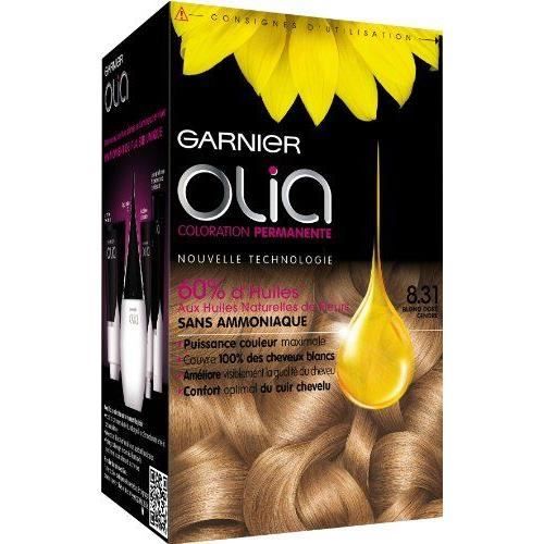 Coloration Permanente Sans Amoniaque 8.31 Blond Doré Cendré Activée Par 'huile Olia Garnier La Boîte - vue 5