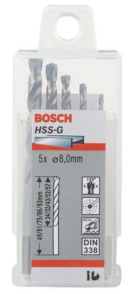 Bosch Forets à métaux rectifiés HSS-G, DIN 338 9,9 x 87 x 133 mm