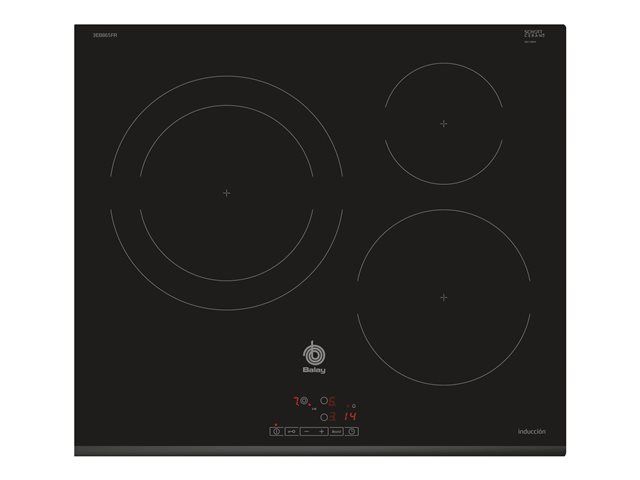 Balay 3EB865FR Table de cuisson à induction 3 plaques de cuisson Niche largeur : 56 cm profondeur : 49 cm avec bord avant avec facettes