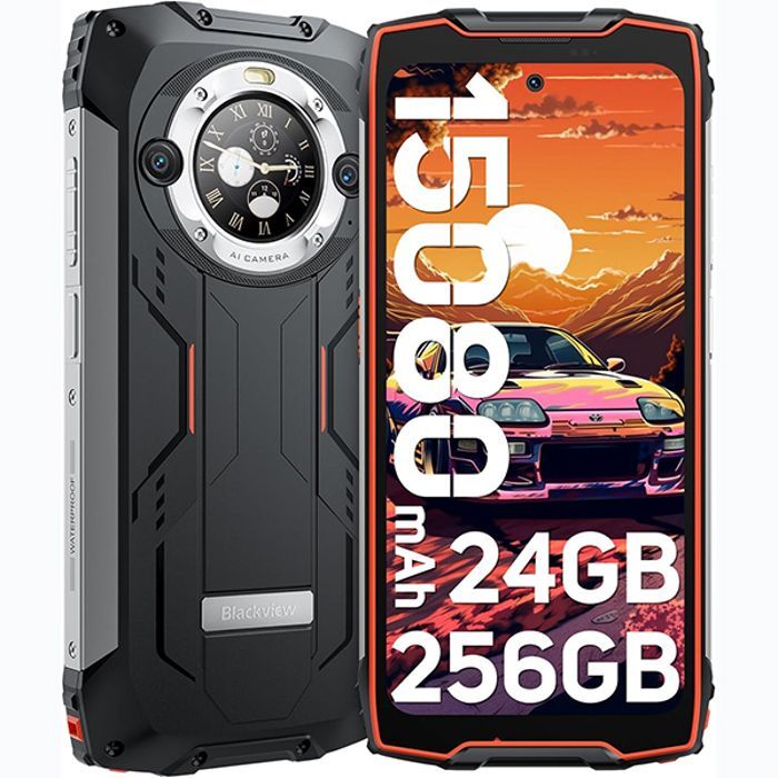 Smartphone Incassable Blackview BV9300 Pro 24Go+ 15080mAh Double écran 6.7 64MP+32MP Android 13 NFC 100LM