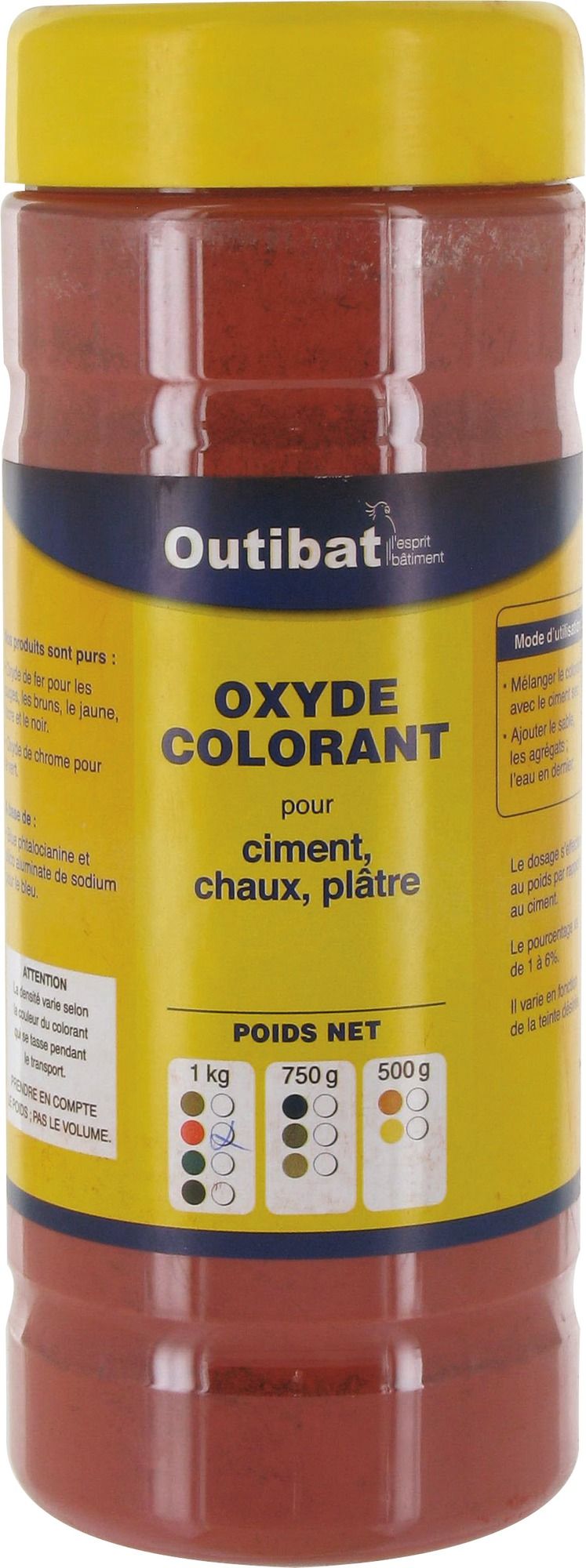 Colorant ciment synthétique Outibat - Rouge vif - 1000 g