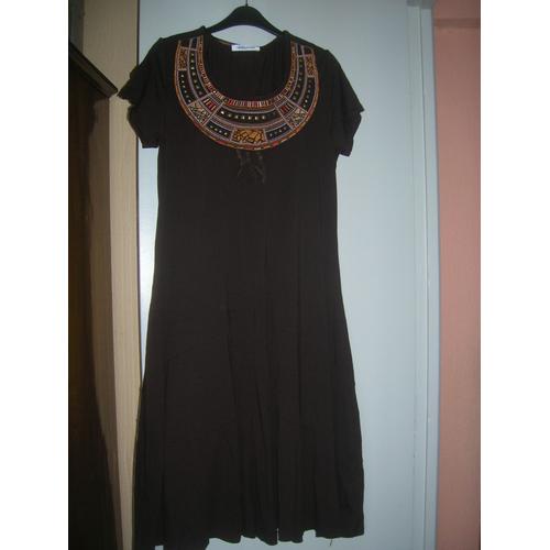 Robe Christine Laure Bodee Evasee Viscose 44 Marron Rakuten