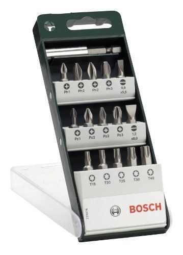 Bosch 2609255977 Kit tournevis embouts de vissage + Porte embouts universel Qualité standard 25 mm 16 pièces