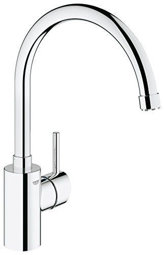 GROHE Robinet de cuisine Concetto, bec haut, plage de rotation à 0/150/360, StarLight, basse pression 31132001 Import Allemagne