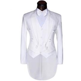 Costume Homme Mariage 3 Pieces Hommes Formelle élégante Prom Blanc Tuxedo Longue Queue Smoking