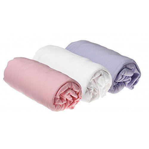 Lot De 3 Draps Housse Coton Pour Lit Bebe 60x1 Rose Blanc Parme Rakuten