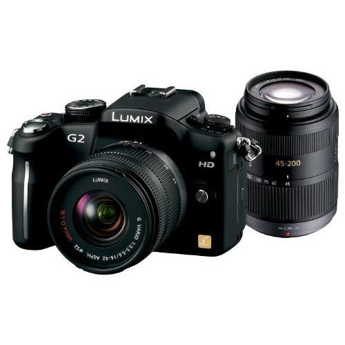 Caméra G2 Kit À Double Objectif Zoom Panasonic Numérique Mono-Objectif 14-42Mm / F3.5-5.6 · 45-200Mm / F4.0-5.6 Inclus) Confort Noir Dmc-G2W-K