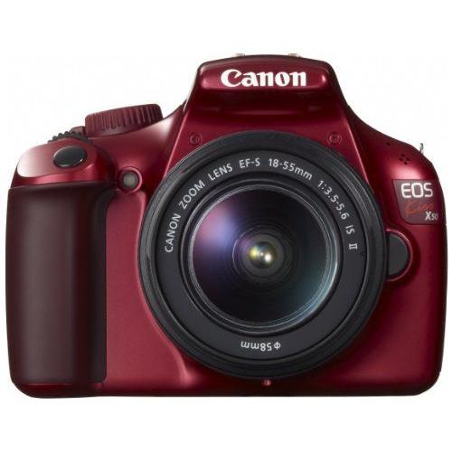 Canon Baiser Mono-Objectif Reflex Eos Numã©Rique X50 Kit D'Objectif Ef-S18-55Mm Isii Inclus Rouge Kissx50Re-1855Is2Lk