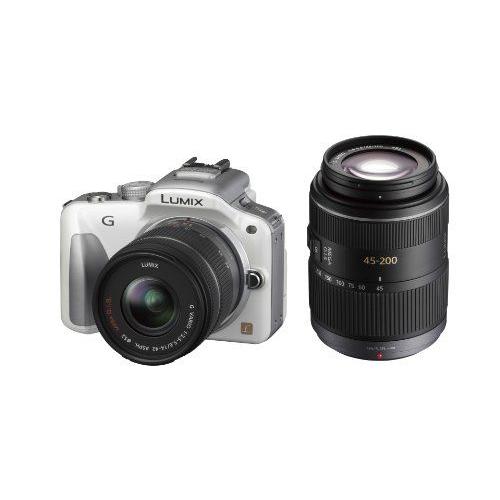 Sans Miroir Panasonic Interchangeables Appareil Photo À Objectif Lumix G3 À Double Zoom Kit Coquille Blanche Dmc-G3W-W