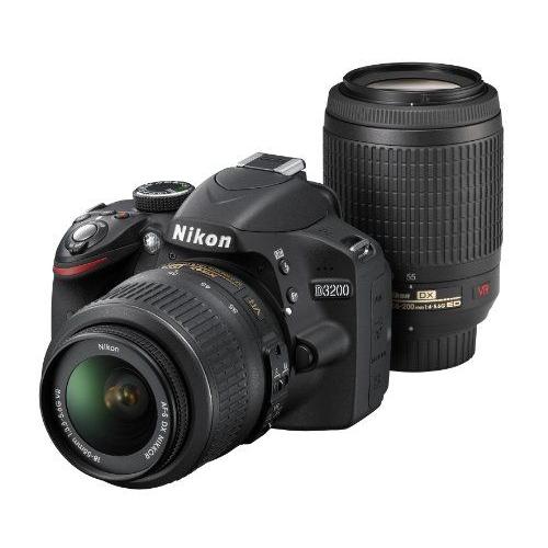 Nikon Appareil Photo Reflex Mono-Objectif Numã©Rique D3200 200Mm Kit Double Zoom 18-55Mm / 55-200Mm Est Livrã© Avec D3200Wz200Bk Noir