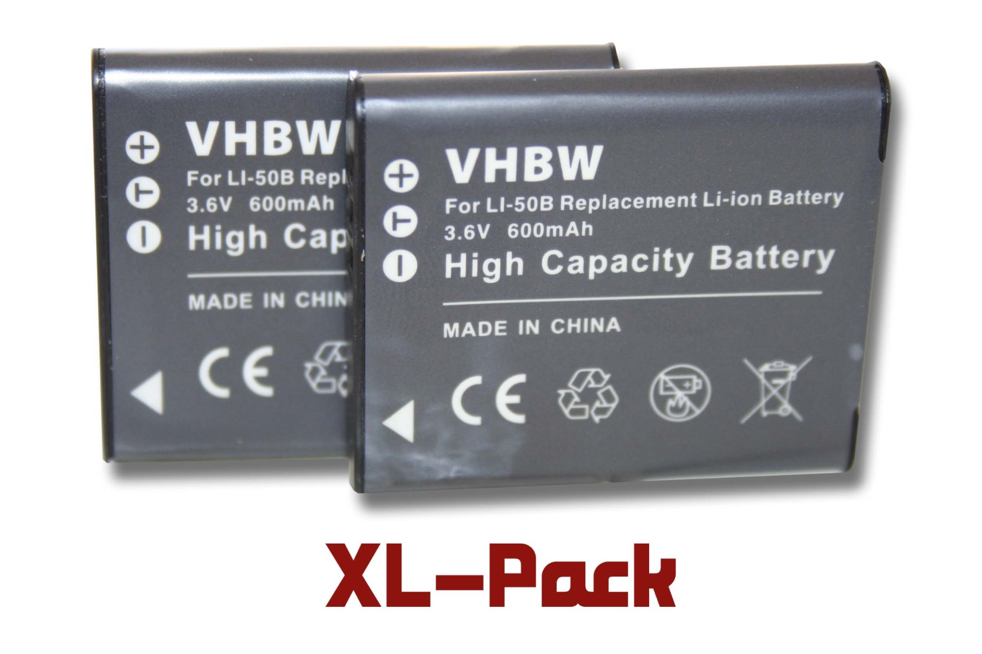 vhbw 2x Batterie compatible avec Pentax Optio WG-4 appareil photo (600mAh, 3,6V, Li-ion)