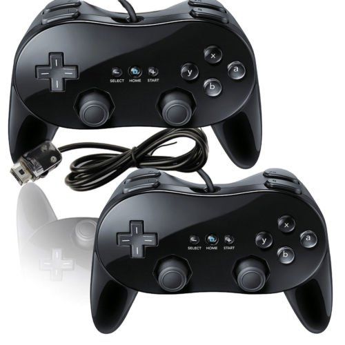 2x Manette Classique Controleur Remote Pro Pour Nintendo Wii Noir