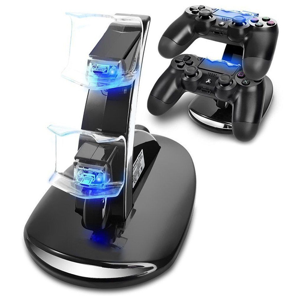 Controller Charger Usb Double Station D'accueil Charge Indicateur Led Pour Playstation 4 / Ps4 / Ps4 Pro / Ps4 Slim Noir