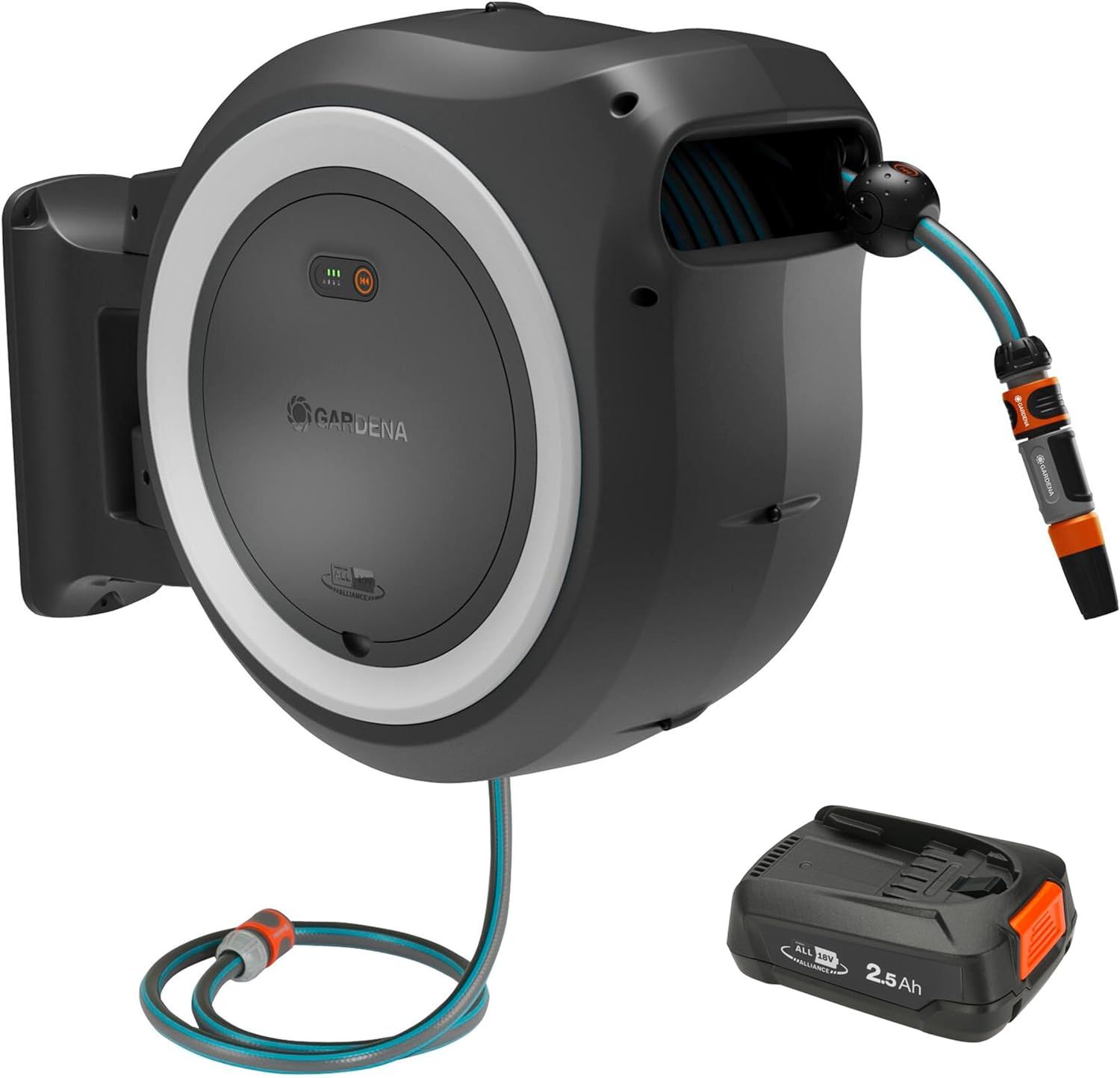 Dévidoir mural GARDENA PowerRoll P4A 18 V Longueur 40 Tuyau 13 mm - vue 2