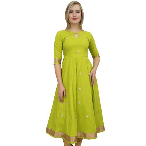 Bimba Designer Anarkali Kurta Indien Gota Travail Coton Kurti