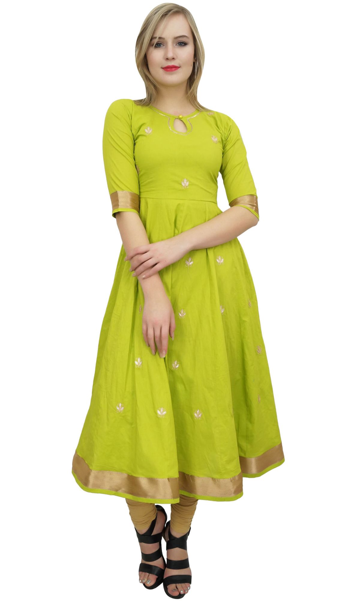 Bimba Designer Anarkali Kurta Indien Gota Travail Coton Kurti