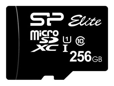 SILICON POWER Elite - Carte mémoire flash (adaptateur microSDXC vers SD inclus(e)) - 256 Go - UHS Class 1 / Class10 - microSDXC UHS-I