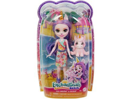 Coffret Enchantimals Poupee Ulia Licorne Et Pacifica Figurine 15 Cm Avec Animal Mini Poupee + Carte Animal