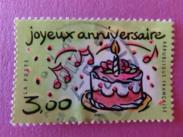 Timbre France Yt 3242 Timbre Joyeux Anniversaire Gateau Avec Bougie 1999 Rakuten