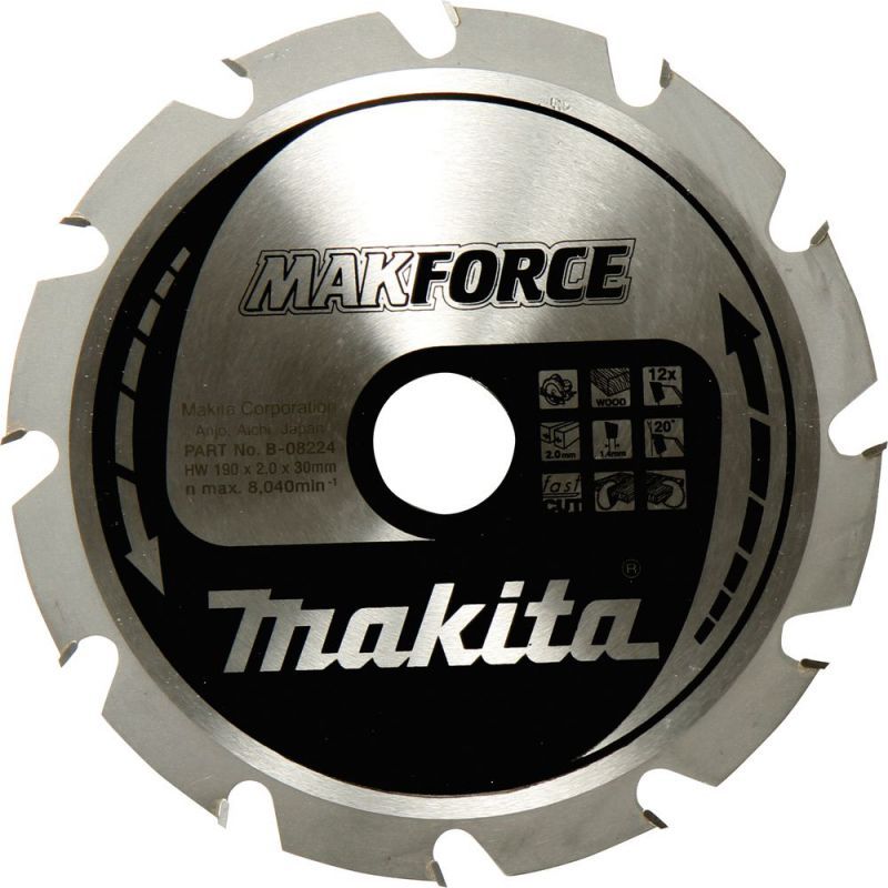 Makita MAKFORCE lame de scie 190x30x12Z B 32144 Durchmesser: 190 mm Dicke:1.4 mm lame de scie