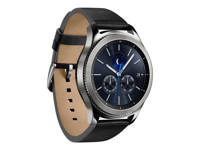 Samsung Gear S3 Classic - 46 Mm - Argent - Montre Connectée Avec Bracelet Cuir Noir - Affichage 1.3 - 4 Go - Wi-Fi, Nfc, Bluetooth - 57 G