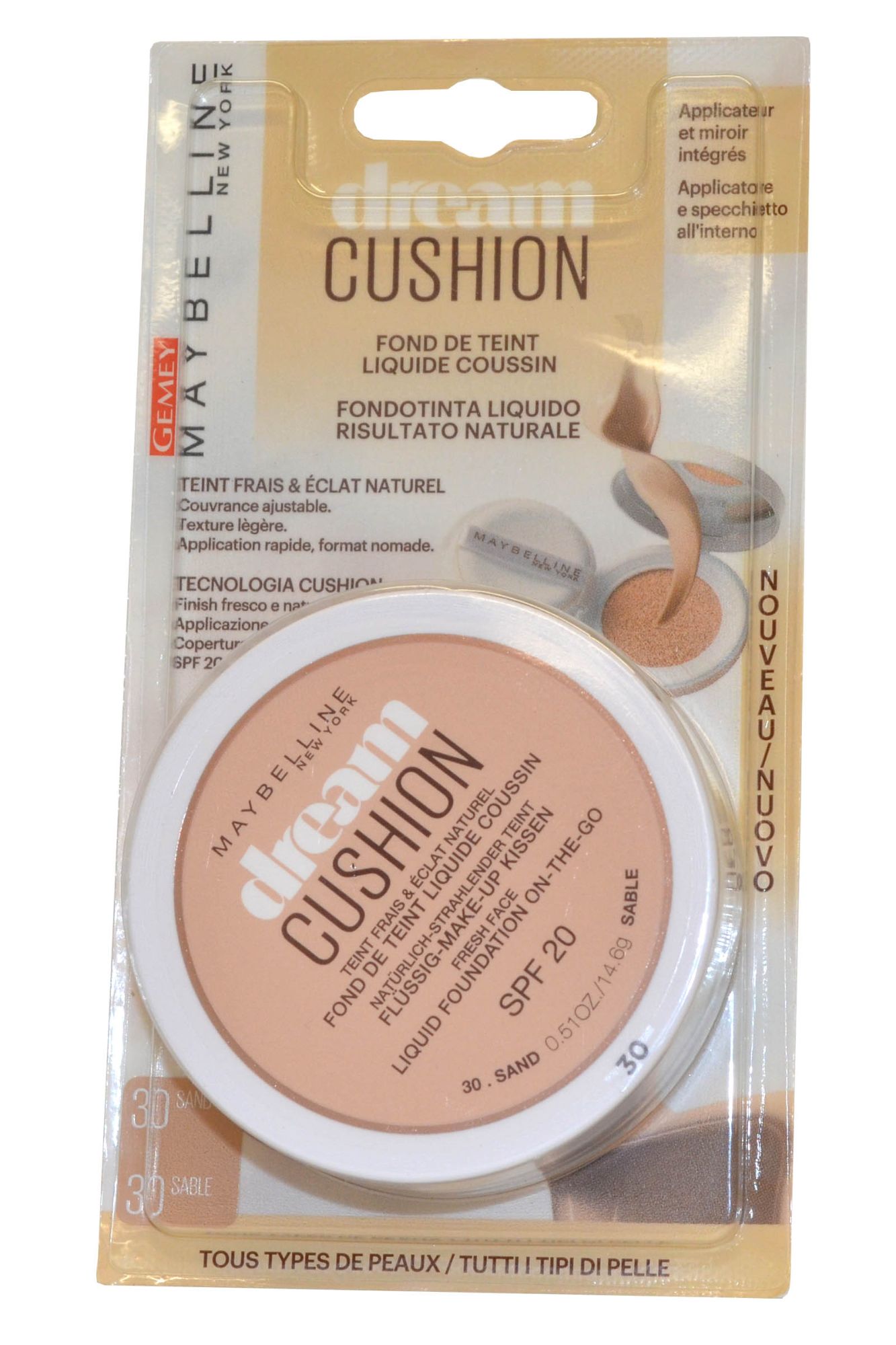 Maybelline Dream Cushion Liquid Foundation On The Go Fresh Face 14g Sand #30 Spf20