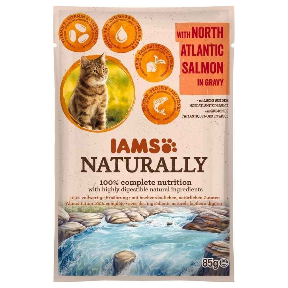 Comparer les prix de Pochon Saumon D'atlantique En Sauce Pour Chat - Iams Naturally - 85g