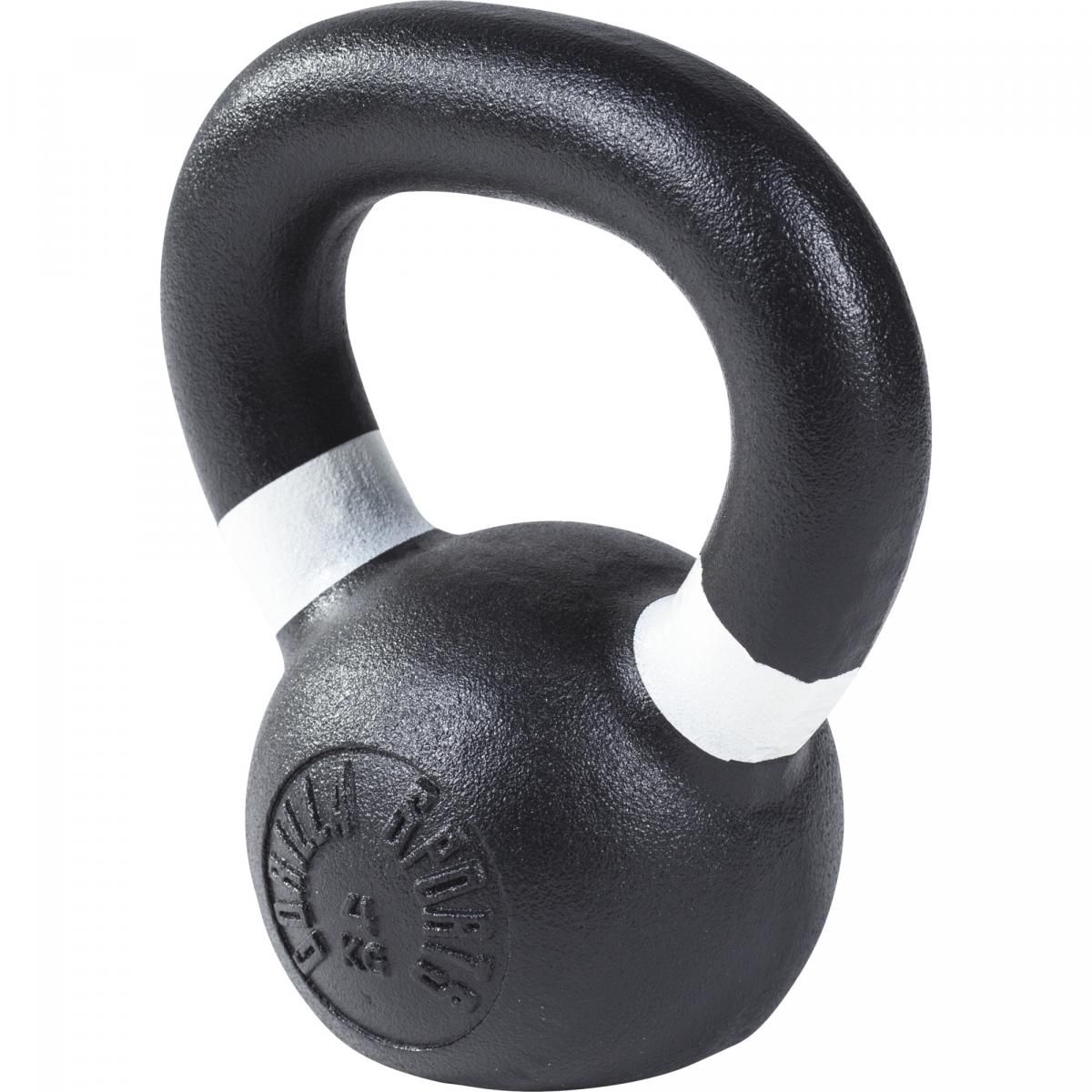 Halt/ère Russe Gorilla Sports Kettlebell en Fonte Noir avec Couleur ray/é poign/ées Disponible de 4kg /à 32kg