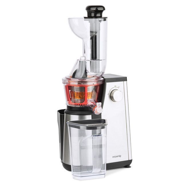 Extracteur de Jus de Fruits et Légumes vertical GSX24 H.Koenig Centrifugeuse Vitamin + sans BPA 82 mm Large Bouche 3 tamis pour jus fin ou épais et sorbet Pression douce 50 tours - vue 4