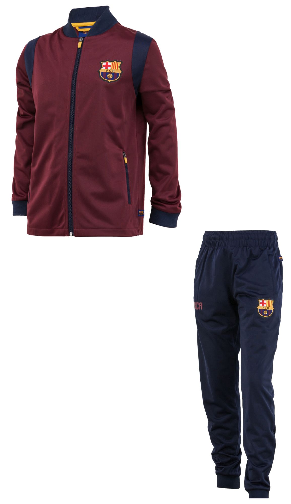 Pantalon de jogging avec coupe ajust/ée gar/çon th/ème football//motif blason//polaire 10-11 ans FC Barcelona officiel