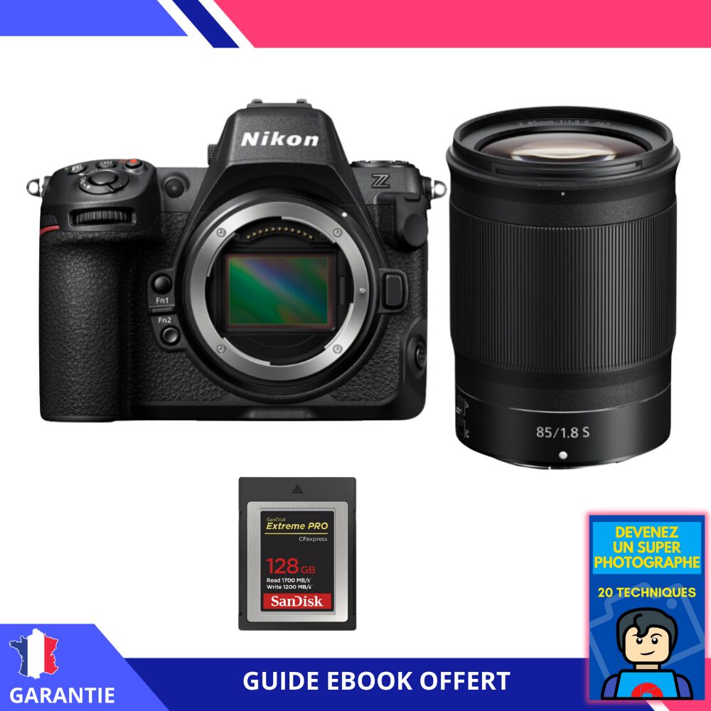 Nikon Z8 + Z 85mm f/1.8 S + 1 SanDisk 128GB Extreme PRO CFexpress Type B + Ebook 'Devenez Un Super Photographe' - Hybride Nikon