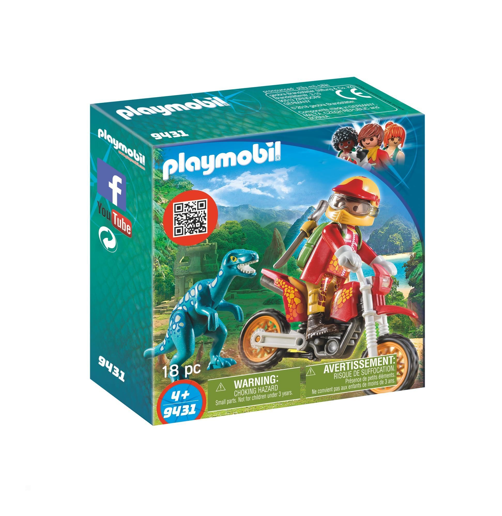 Playmobil The Explorers 9431 Pilote De Moto Et Raptor