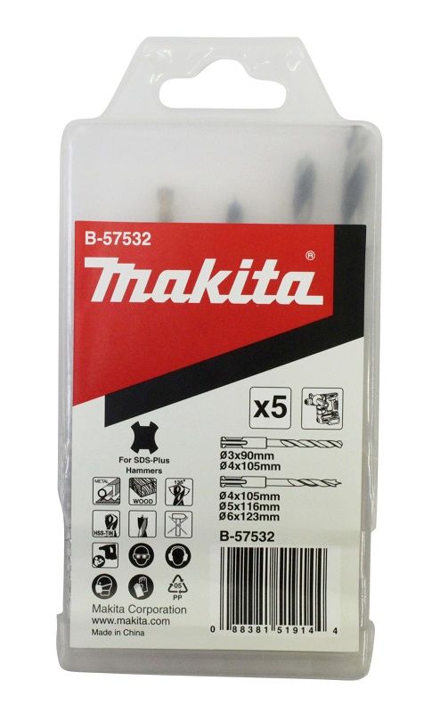 Makita Jeu de forets bois / métal 5 pce SDS+ B 57532