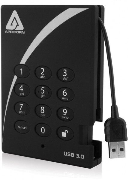 Apricorn Aegis Padlock 3.0 A25 3PL256 2000 Disque dur chiffré externe portable 2.5 USB 3.0 5400 toursmin mémoire tampon : 8 Mo FIPS 197