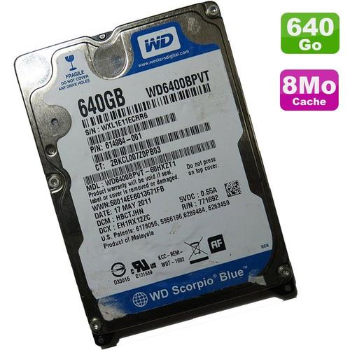 Western Digital Disque Dur 640Go Sata 2.5" Wd Scorpio Blue Wd6400Bpvt 60Hxzt1 Pc Portable 8Mo
