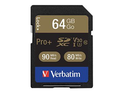 Verbatim PRO+ Carte mémoire flash UHS Class 3 / Class10 SDXC UHS I