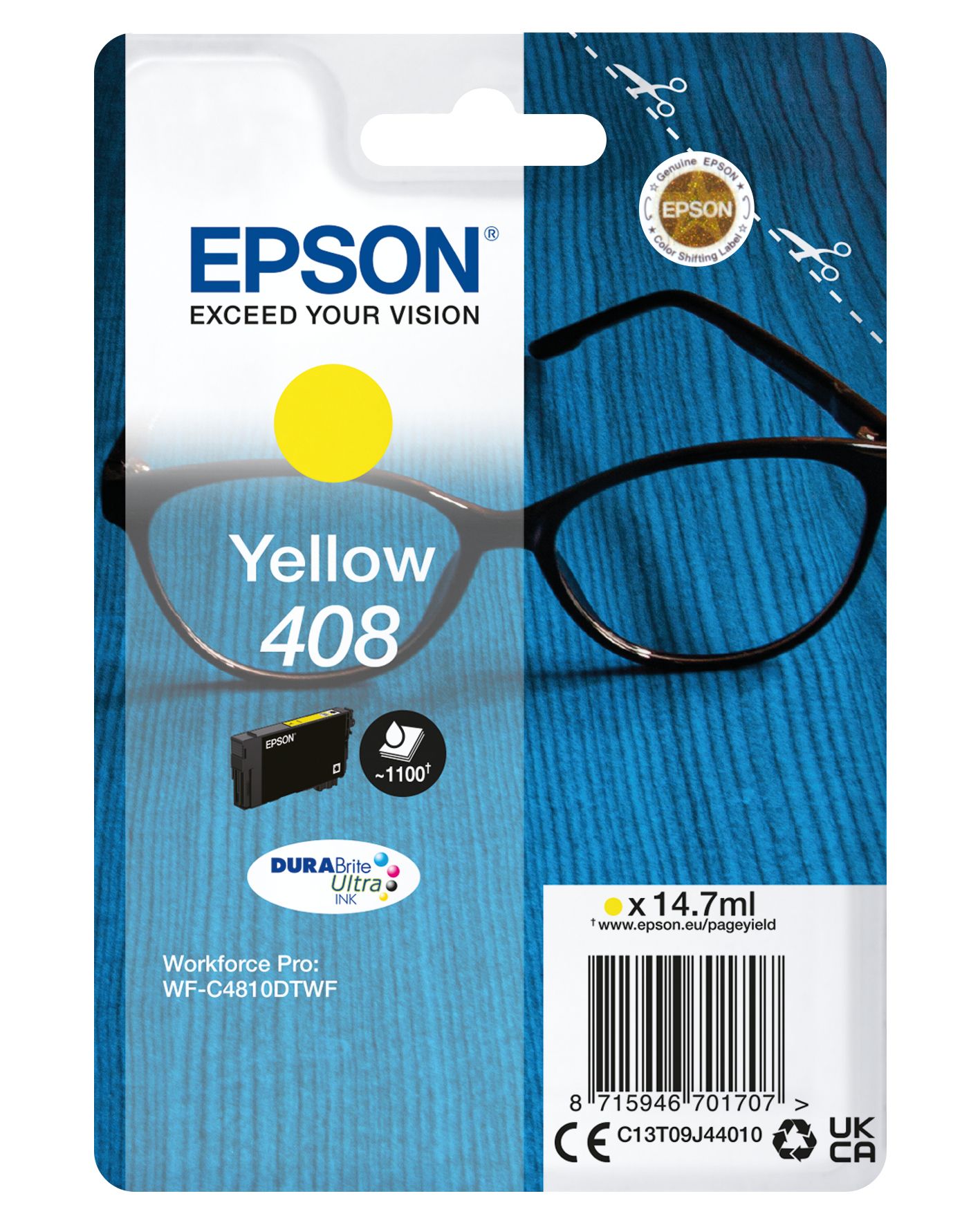 Epson 408 - 14.7 ml - haute capacité - jaune - original - blister - cartouche d'encre - pour WorkForce Pro WF-C4810DTWF