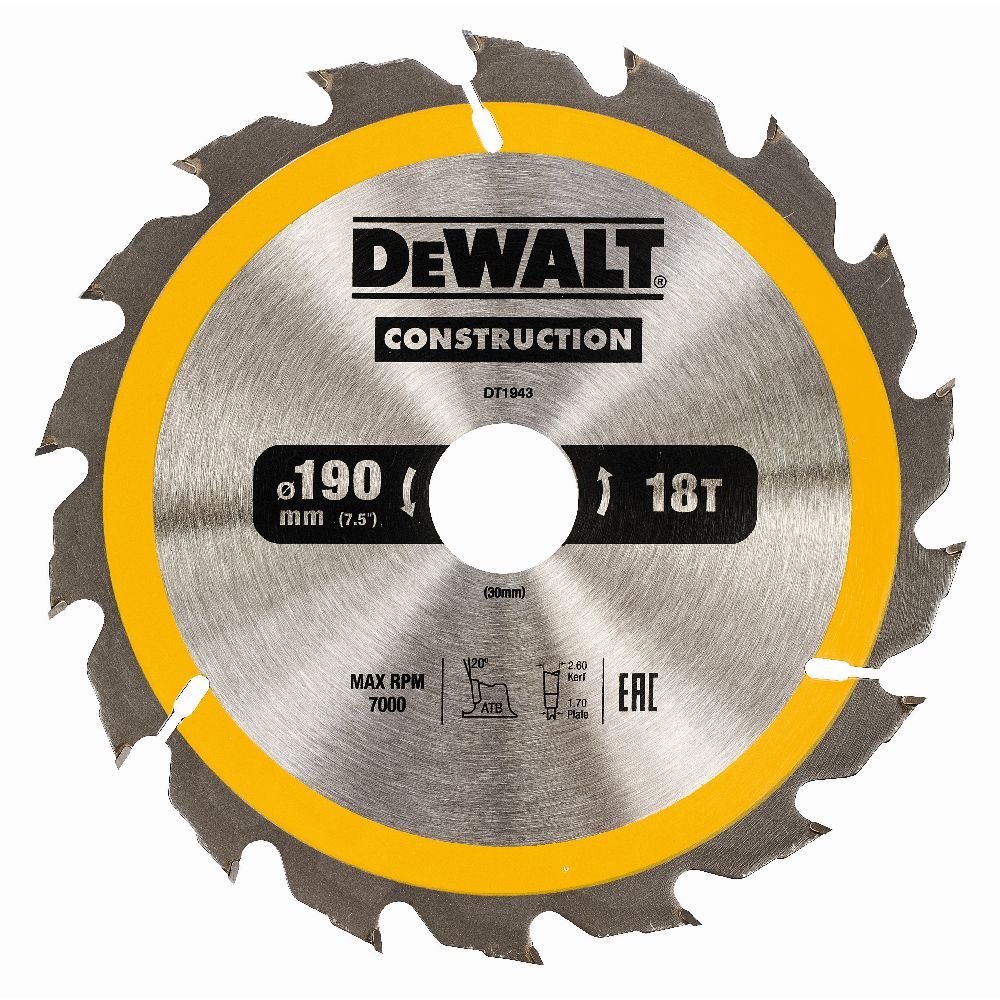 Lame de scie circulaire DEWALT DT1943 QZ 19030 mm 18 dents - vue 2