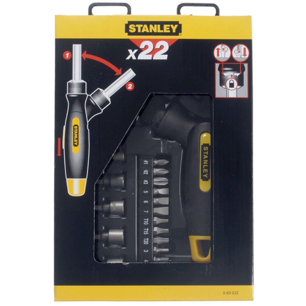 Tournevis porte embouts à cliquet STANLEY 0 63 022 Coffret de 25 pièces - vue 2