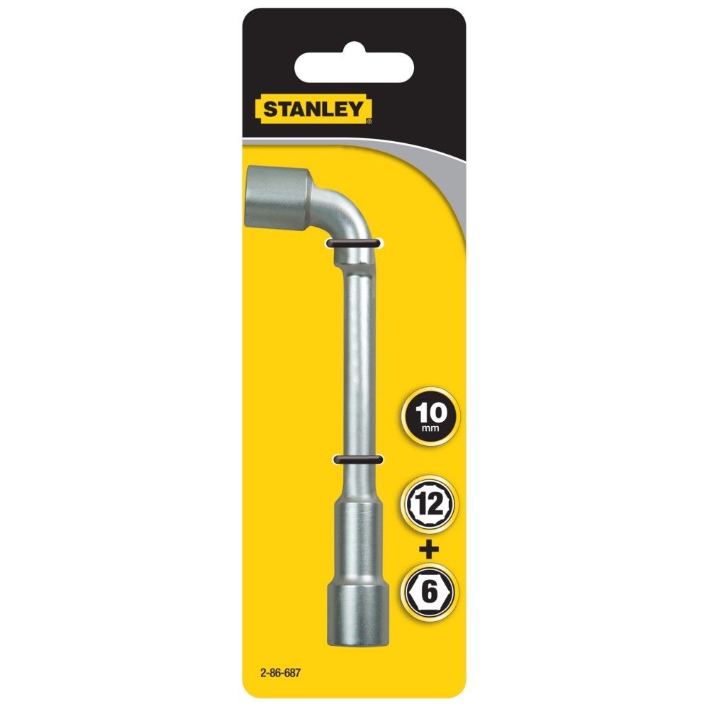 Clé à pipe débouchée 6x12 pans 10mm STANLEY Acier chrome vanadium Chrome - vue 2