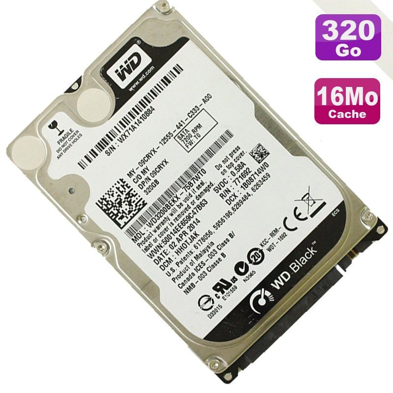 Disque Dur 320Go SATA 2.5 WD WD3200BEKX-75B7WT0 Black Scorpio 7200RMP 16Mo