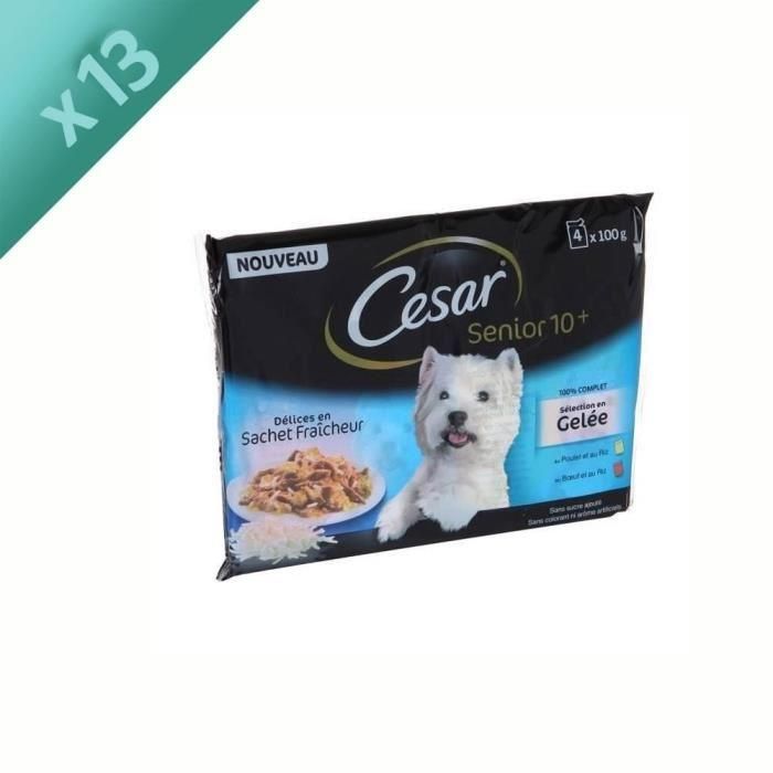 Comparer les prix de Cesar Sachets Fraicheur En Gelee - 2 Varietes - Pour Chien Senior - 4 X 100 G -X13-